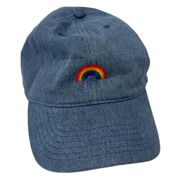 Blue Denim Rainbow Patch Dad Baseball Hat‎ - Picture 1 of 9